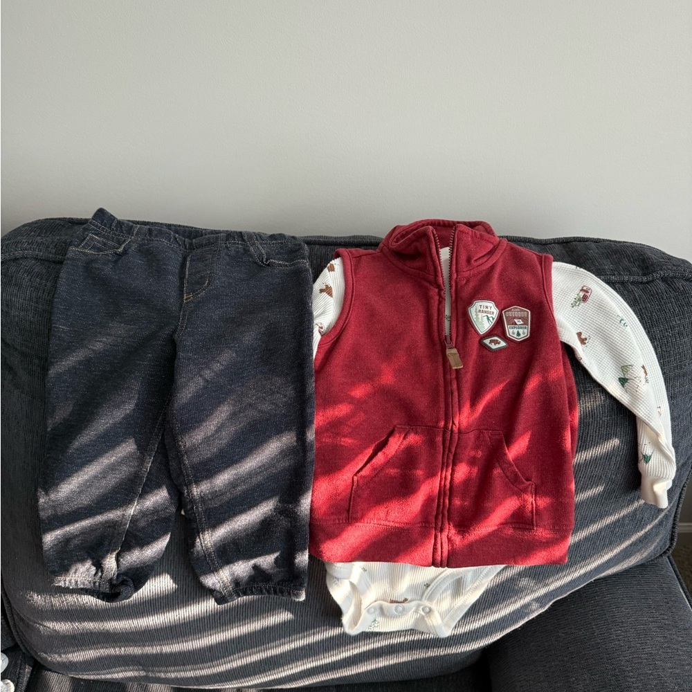 Carter's Red Vest and Jean Joggers Set